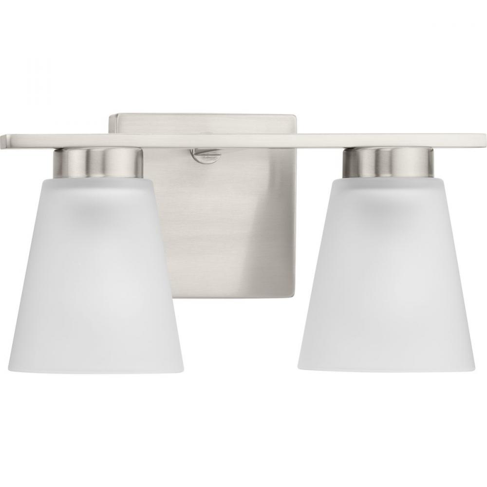 Tanner Collection Two-Light Brushed Nickel Transitional Vanity Light