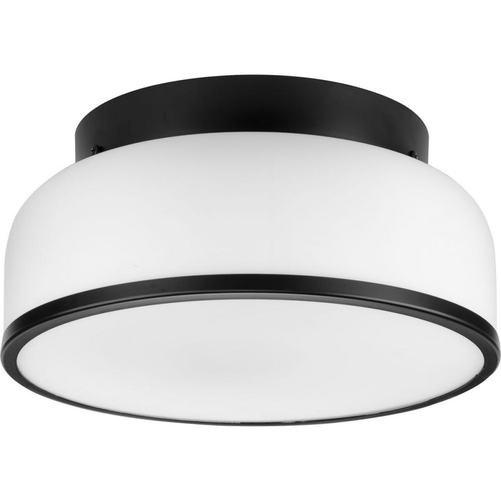 Parkhurst Collection Two-Light Matte Black New Traditional 11-1/4" Flush Mount Light