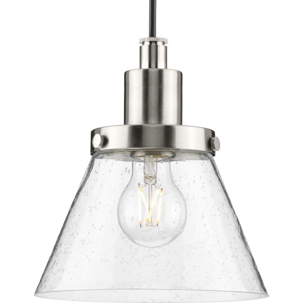 Hinton Collection One-Light Brushed Nickel Modern Farmhouse Pendant