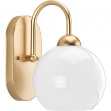 Progress P300084-078 - Carisa Collection One-Light Vintage Gold Opal Glass Mid-Century Modern Bath Vanity Light