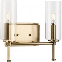 Progress P300357-163 - Elara Collection Two-Light New Traditional Vintage Brass Clear Glass Bath Vanity Light