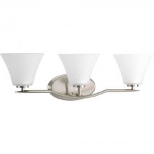 Progress P2006-09 - Bravo Collection Three-Light Brushed Nickel Etched Glass Modern Bath Vanity Light