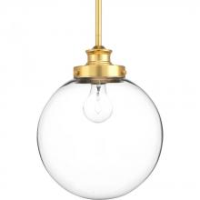 Progress P5070-137 - Penn Collection One-Light Natural Brass Clear Glass Farmhouse Pendant Light