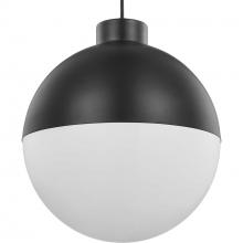 Progress P500148-031-30 - Globe LED Collection One-Light Matte Black Opal Glass Mid-Century Modern Pendant Light