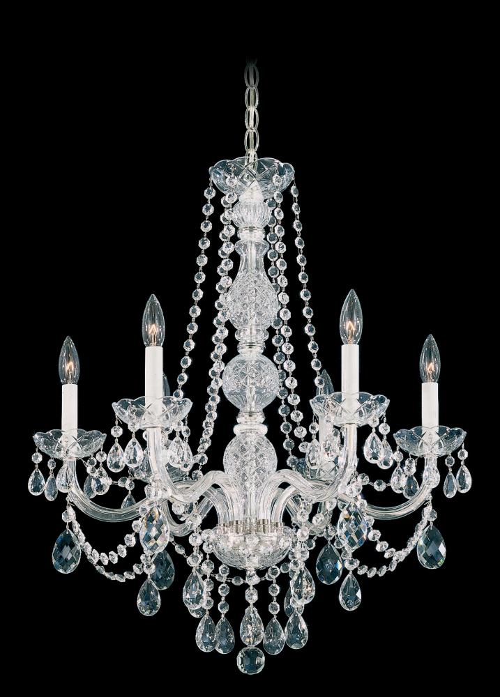 Arlington 6 Light 120V Chandelier in Polished Silver with Heritage Handcut Crystal