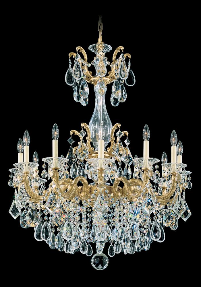 La Scala 12 Light 120V Chandelier in Etruscan Gold with Clear Crystals from Swarovski