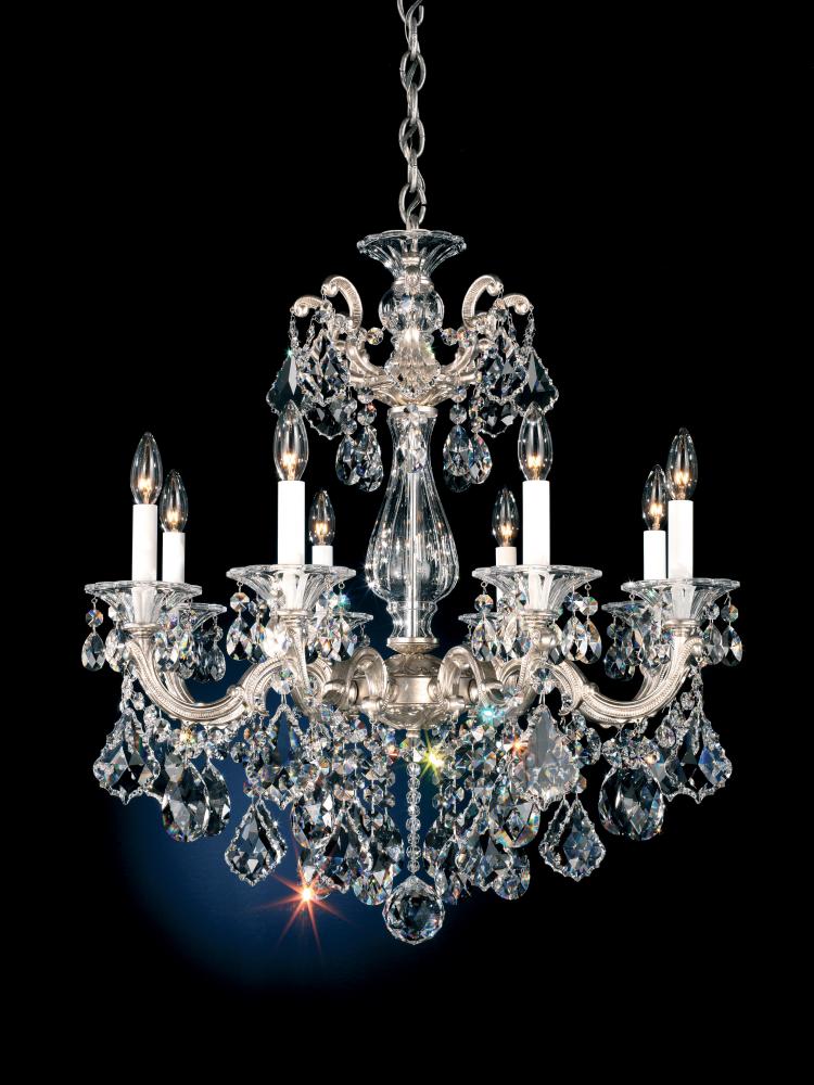 La Scala 8 Light 120V Chandelier in Etruscan Gold with Heritage Handcut Crystal