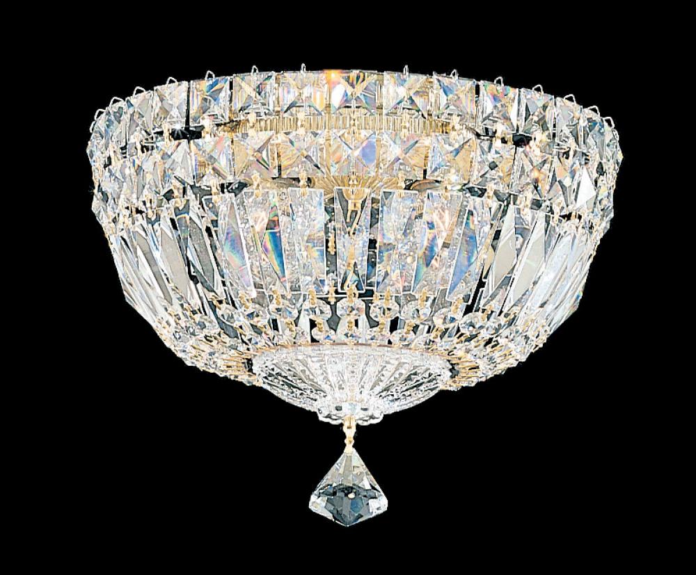 Petit Crystal Deluxe 4 Light 120V Semi-Flush Mount in Polished Silver with Optic Crystal