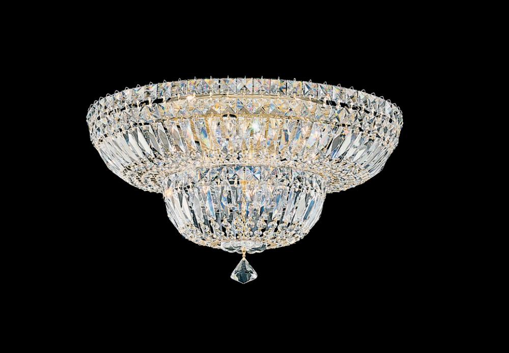 Petit Crystal Deluxe 9 Light 120V Semi-Flush Mount in Polished Silver with Optic Crystal