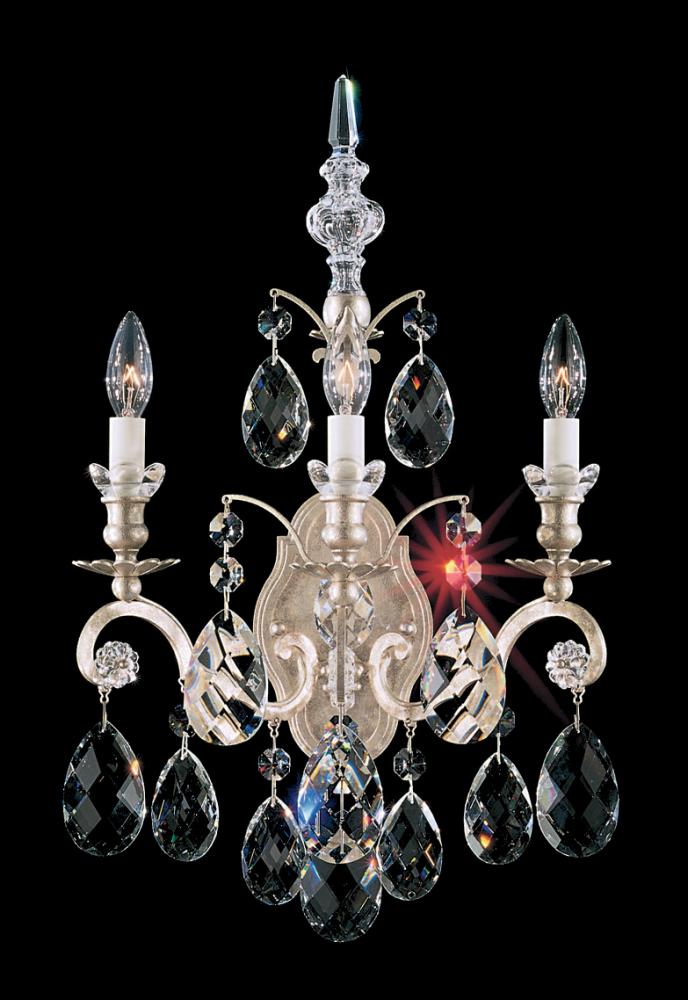 Renaissance 3 Light 120V Wall Sconce in Etruscan Gold with Heritage Handcut Crystal