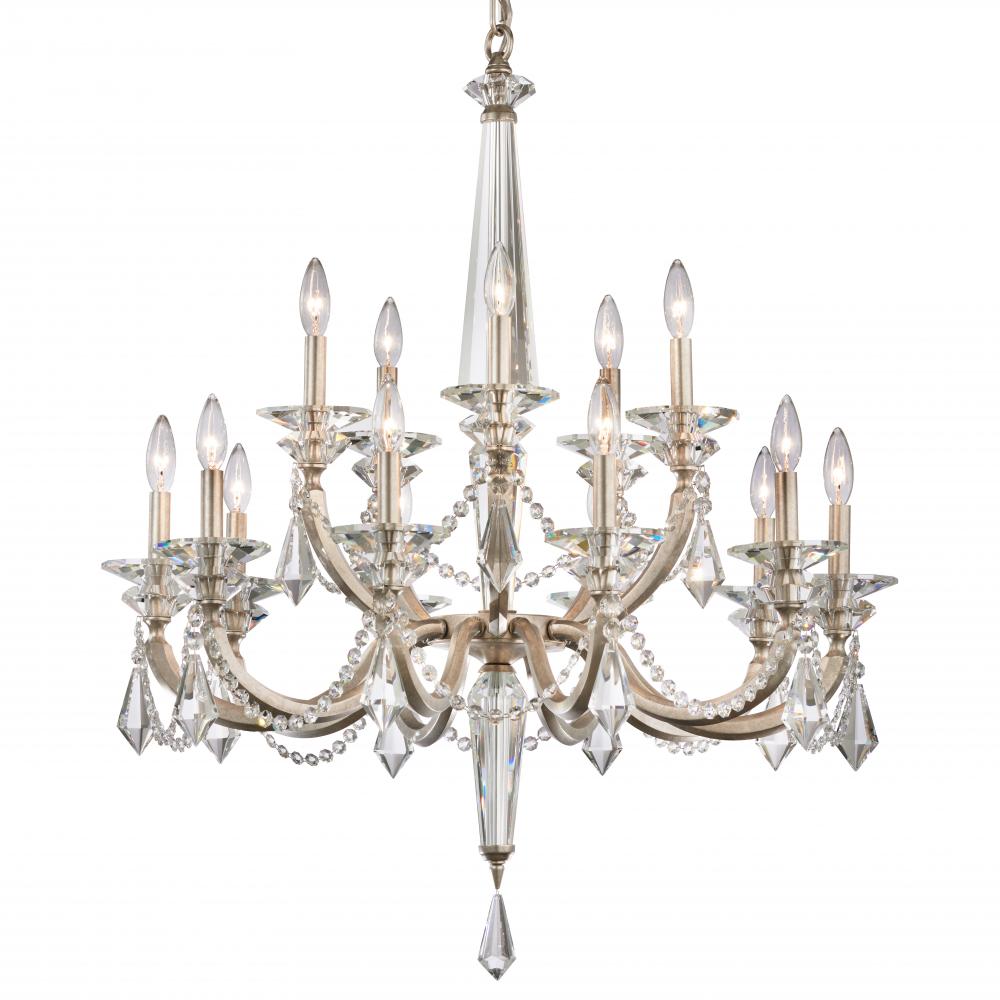 Verona 15 Light 120V Chandelier in Black with Radiance Crystal