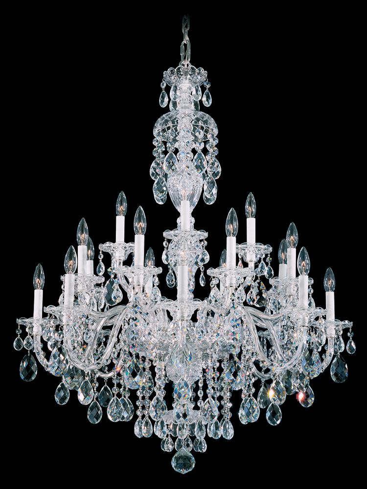 Sterling 20 Light 120V Chandelier in Polished Silver with Heritage Handcut Crystal