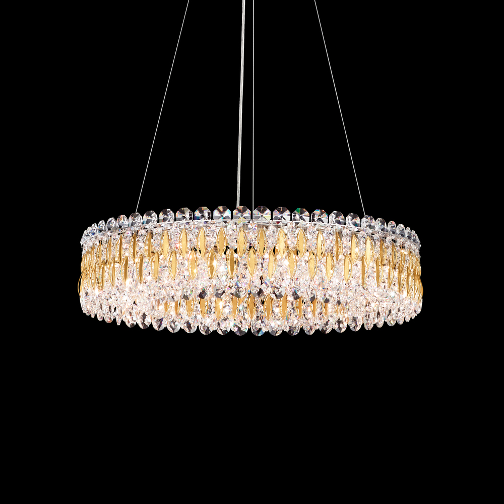 Sarella 12 Light 120V Pendant in Polished Stainless Steel with Heritage Handcut Crystal