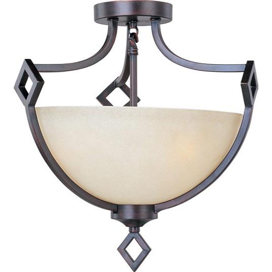 Three Light Oil Rubbed Bronze Wilshire Glass Bowl Semi-Flush Mount