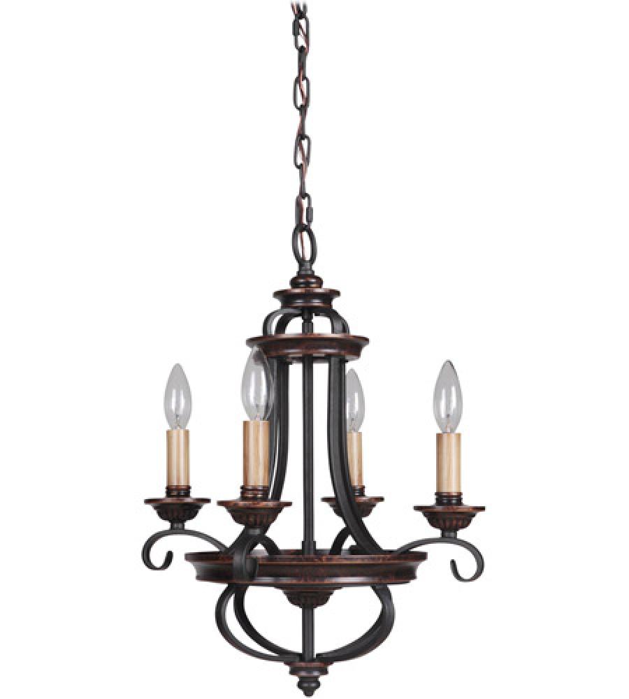 Stafford 4 Light Chandelier in Aged Bronze/Textured Black