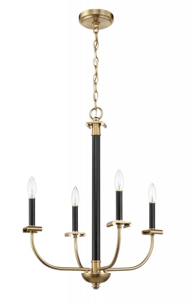 Stanza 4 Light Chandelier in Flat Black/Satin Brass