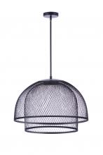 Craftmade P1006FB-LED - 24.25” Diameter Sculptural Statement Metal Mesh Dome 2 Shade Pendant in Flat Black