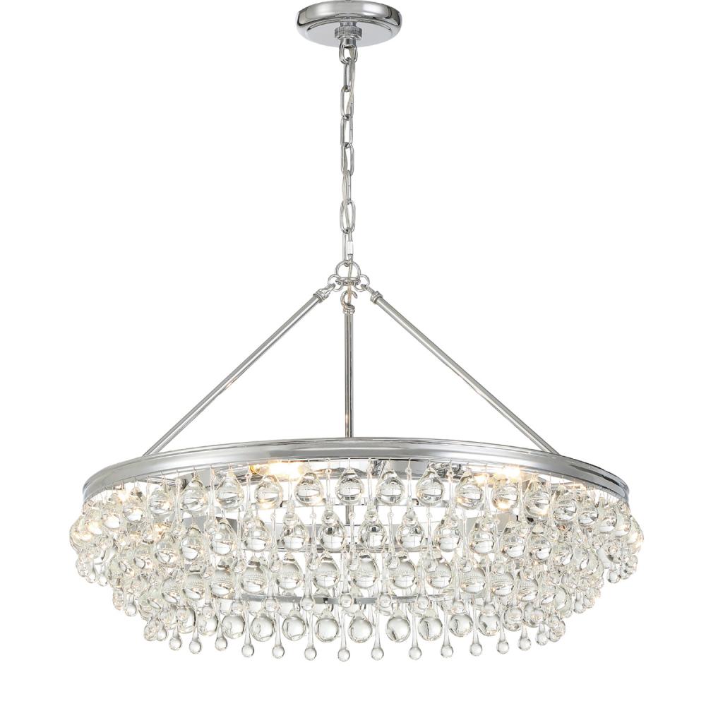 Calypso 6 Light Crystal Teardrop Polished Chrome Chandelier