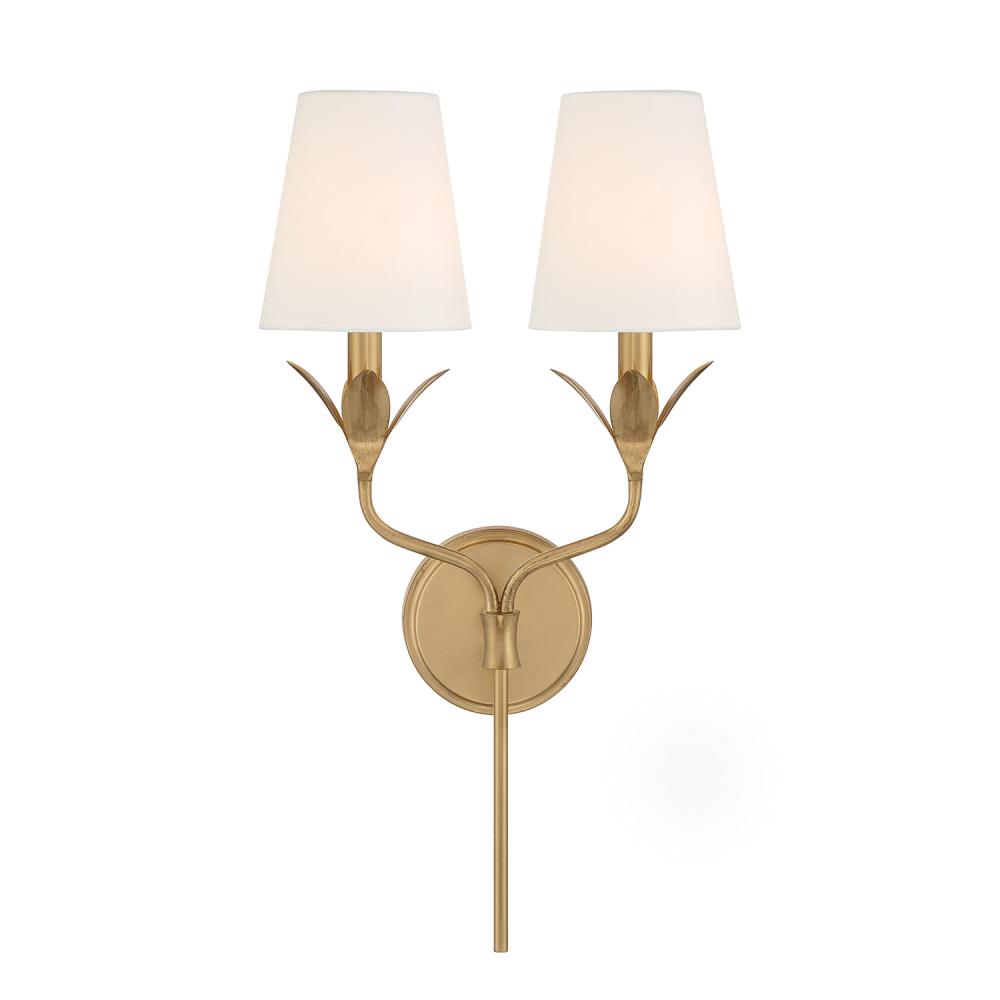 Broche 2 Light Antique Gold Sconce