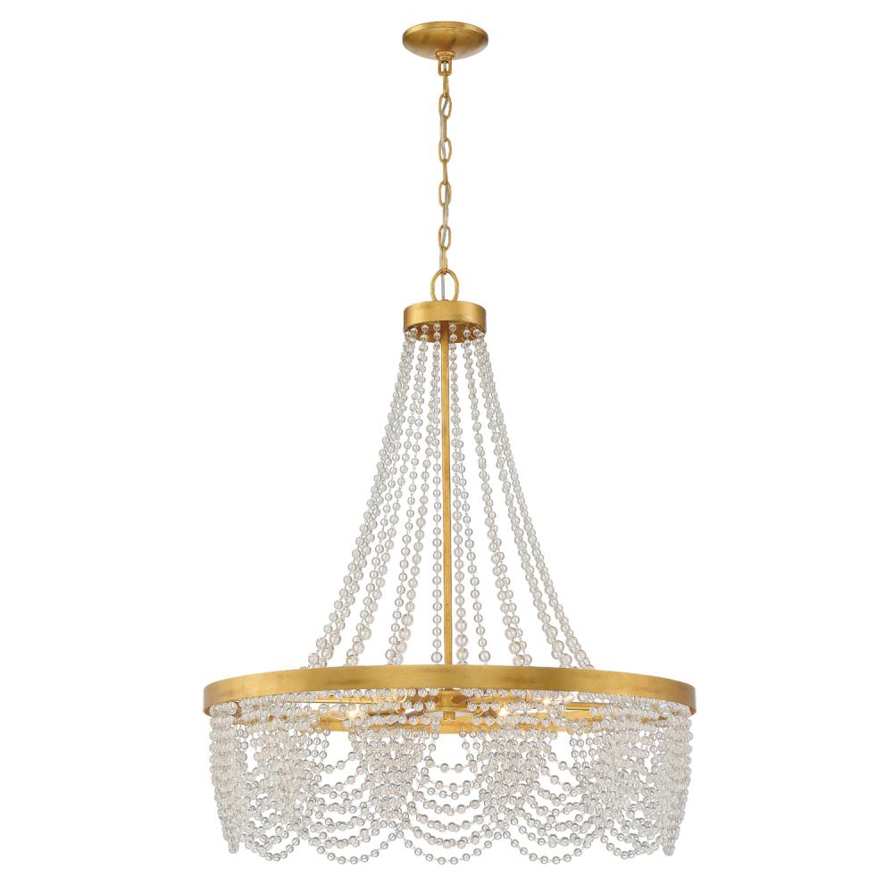 Fiona 4 Light Antique Gold Chandelier with Clear Beads