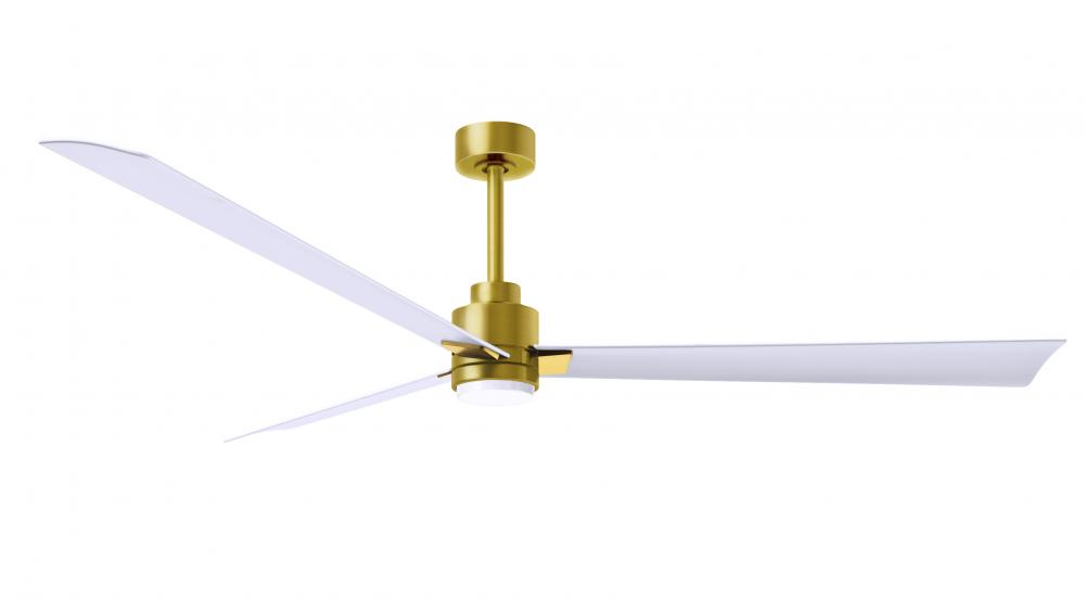 Alessandra 3-blade transitional ceiling fan in brushed brass finish with matte white blades. Optim