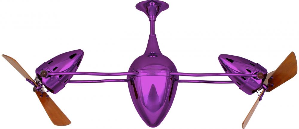 Ar Ruthiane 360° dual headed rotational ceiling fan in Ametista (Purple) finish with solid sustai