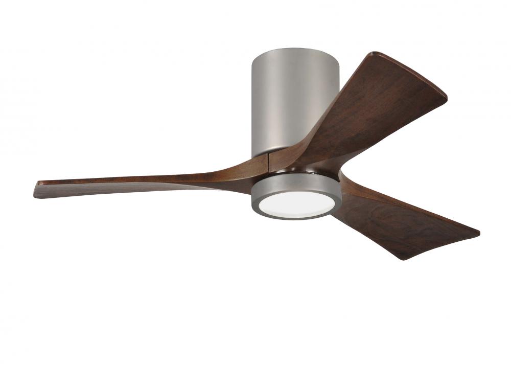 Irene-3HLK three-blade flush mount paddle fan in Brushed Nickel finish with 42” solid walnut ton