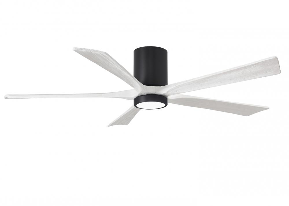 IR5HLK five-blade flush mount paddle fan in Matte Black finish with 60” solid matte white wood b