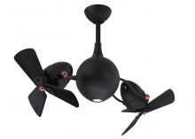 Matthews Fan Company AQ-BK-WDBK - Acqua 360° rotational 3-speed ceiling fan in matte black finish with solid matte black wood blade