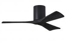 Matthews Fan Company IR3H-BK-BK-42 - Irene-3H three-blade flush mount paddle fan in Matte Black finish with 42” solid matte black woo