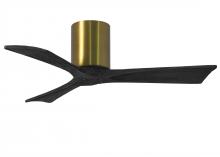 Matthews Fan Company IR3H-BRBR-BK-42 - Irene-3H three-blade flush mount paddle fan in Brushed Brass finish with 42” solid matte black w