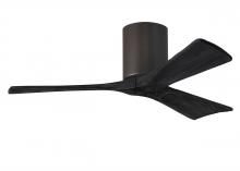 Matthews Fan Company IR3H-TB-BK-42 - Irene-3H three-blade flush mount paddle fan in Textured Bronze finish with 42” solid matte black