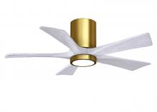 Matthews Fan Company IR5HLK-BRBR-MWH-42 - IR5HLK five-blade flush mount paddle fan in Brushed Brass finish with 42” solid matte black wood