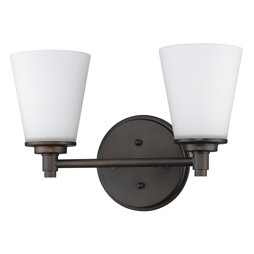 Conti Indoor 2-Light Bath W/Glass Shades In Oil Rubbed Bronze