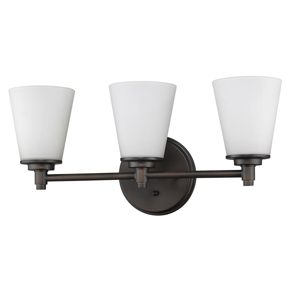 Conti Indoor 3-Light Bath W/Glass Shades In Oil Rubbed Bronze