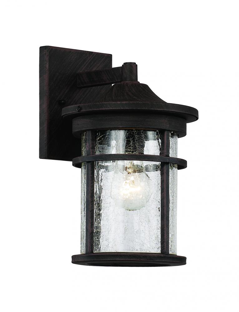 Avalon Crackled Glass, Armed Outdoor Wall Lantern Light