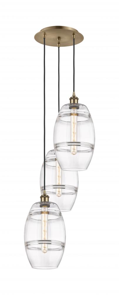 Vaz - 3 Light - 15 inch - Antique Brass - Cord hung - Multi Pendant