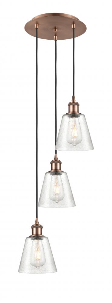 Caton - 3 Light - 12 inch - Antique Copper - Cord Hung - Multi Pendant