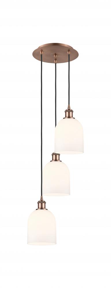 Bella - 3 Light - 12 inch - Antique Copper - Cord hung - Multi Pendant