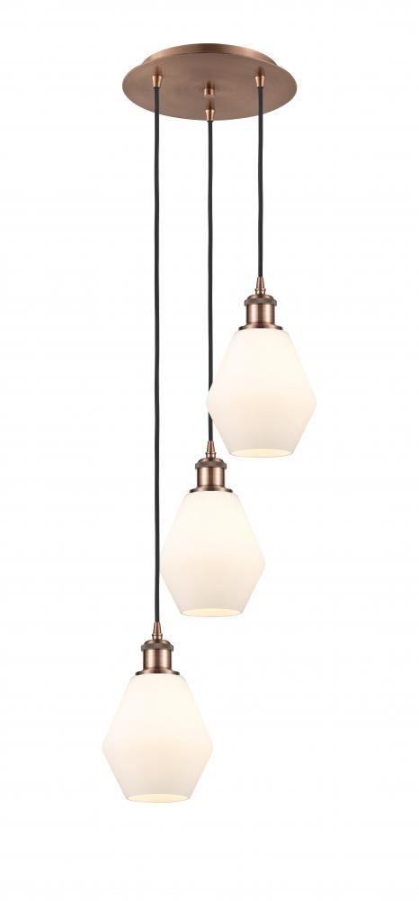 Cindyrella - 3 Light - 13 inch - Antique Copper - Cord Hung - Multi Pendant