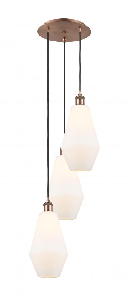 Cindyrella - 3 Light - 14 inch - Antique Copper - Cord Hung - Multi Pendant