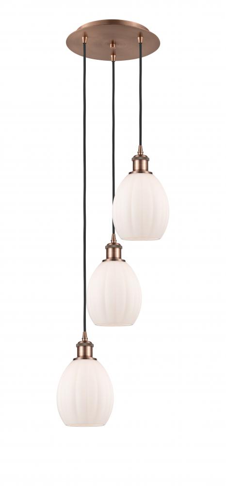 Eaton - 3 Light - 12 inch - Antique Copper - Cord Hung - Multi Pendant