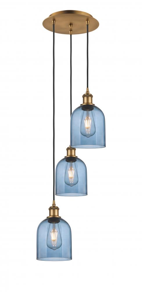 Bella - 3 Light - 12 inch - Brushed Brass - Cord hung - Multi Pendant