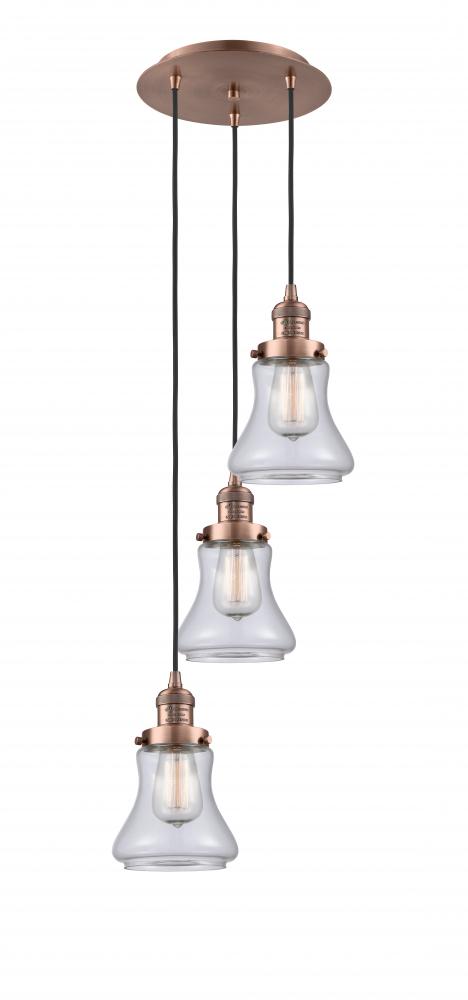 Bellmont - 3 Light - 13 inch - Antique Copper - Cord hung - Multi Pendant