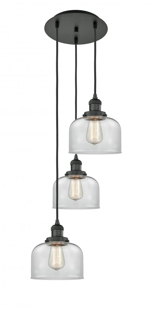 Cone - 3 Light - 14 inch - Matte Black - Cord hung - Multi Pendant