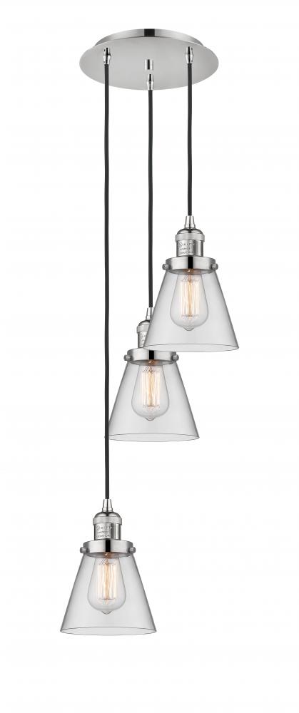 Cone - 3 Light - 13 inch - Polished Nickel - Cord hung - Multi Pendant