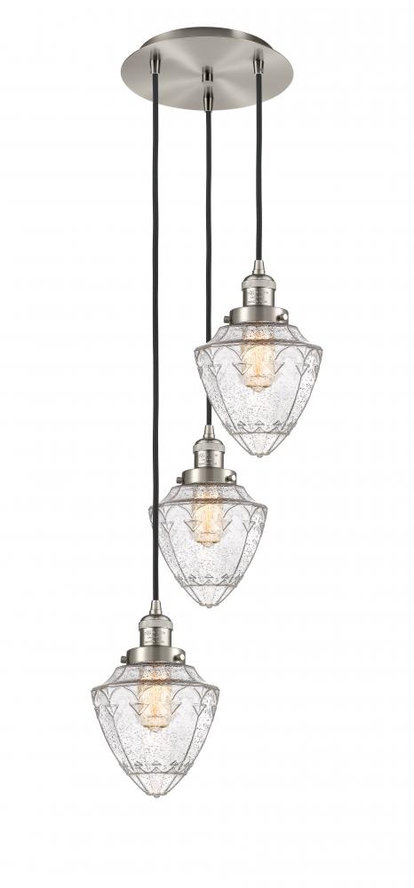 Bullet - 3 Light - 14 inch - Brushed Satin Nickel - Cord hung - Multi Pendant