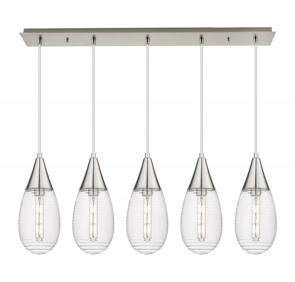 Malone - 5 Light - 38 inch - Brushed Satin Nickel - Linear Pendant