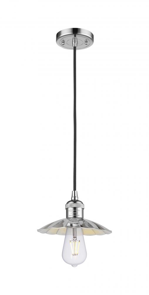 Scallop - 1 Light - 8 inch - Polished Chrome - Cord Hung - Mini Pendant