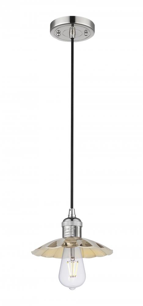 Scallop - 1 Light - 8 inch - Polished Nickel - Cord Hung - Mini Pendant